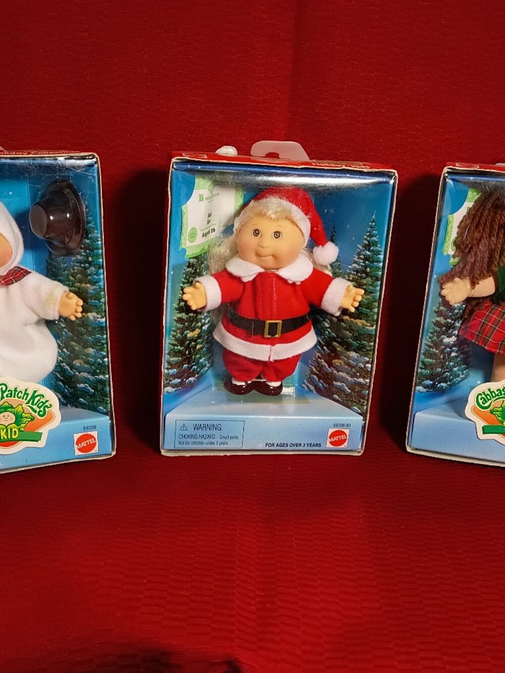 1998 Cabbage Patch Kids Holiday Kids Set of 3 Christmas Dolls Boxed Mattel